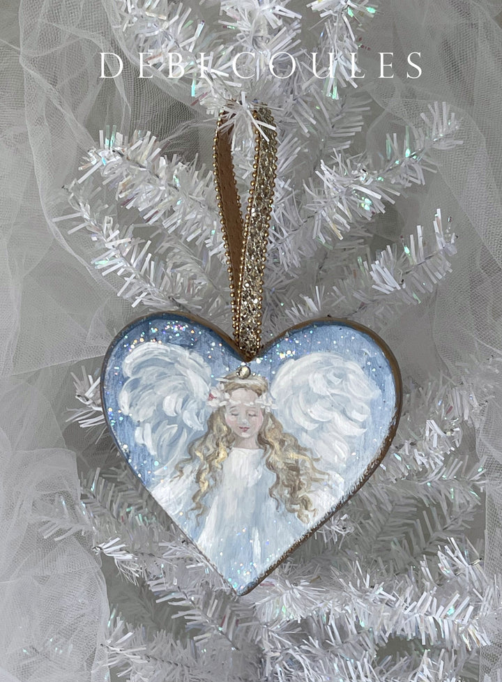 Shabby Chic Angel With Open Arms Floral Crown Original by Debi Coules