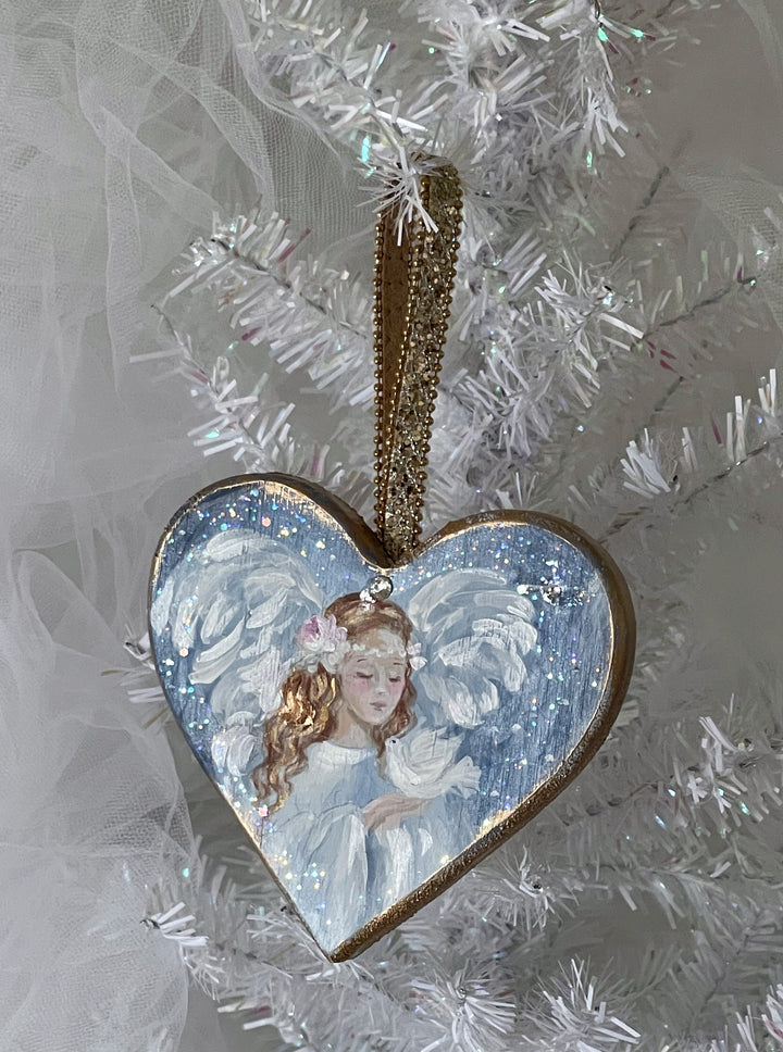 Shabby Chic Angel With Dove and Swarovski Crystal Rhinestones Original Debi Coules