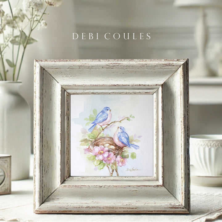 Nested in Bloom Fine Art  Print by Debi Coules with Bluebirds Shabby Cottage Chic
