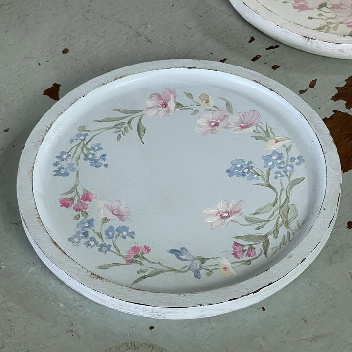 Hand-Painted Wildflower Tray in French Blue by Debi Coules – Shabby Chic Charm