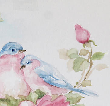 Shabby Chic Bluebirds Garden Watercolor Fine Art Paper Print by Debi Coules