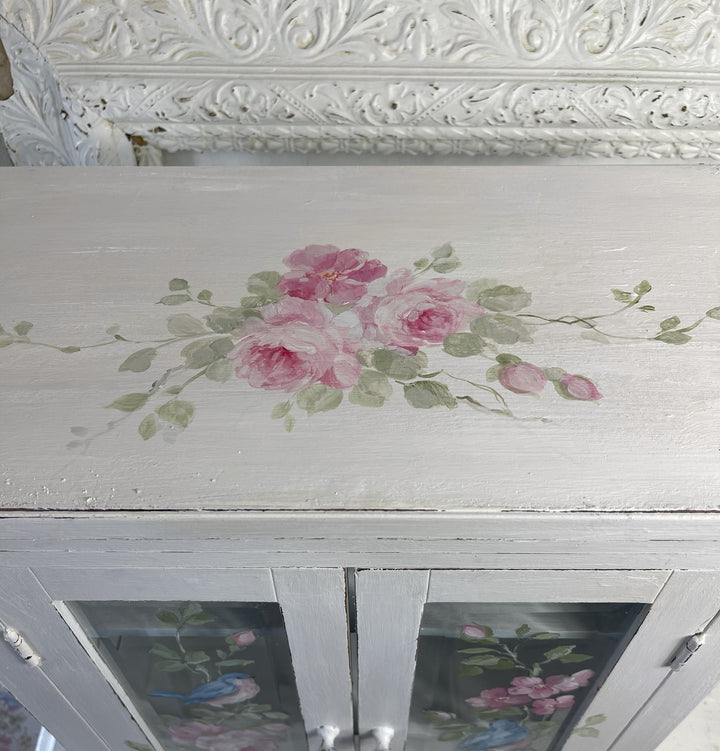 Shabby Chic Hand-Painted Bluebird & Roses Cabinet by Debi Coules