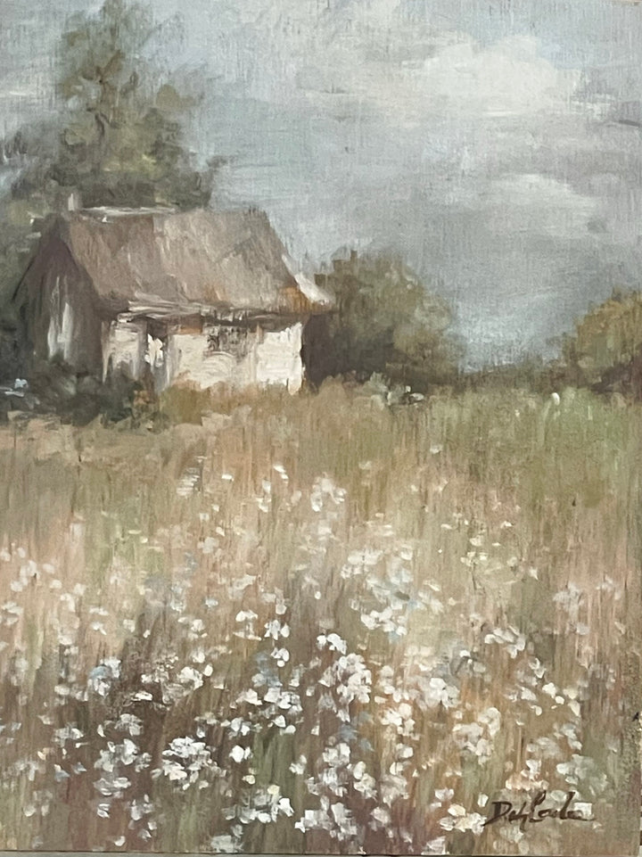 "Cottage in Bloom" English Countryside Original Oil Painting by Debi Coules