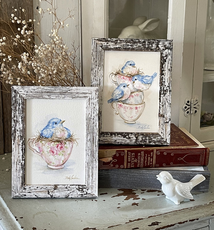 Little Nest of Love – Original Bluebird Watercolor by Debi Coules