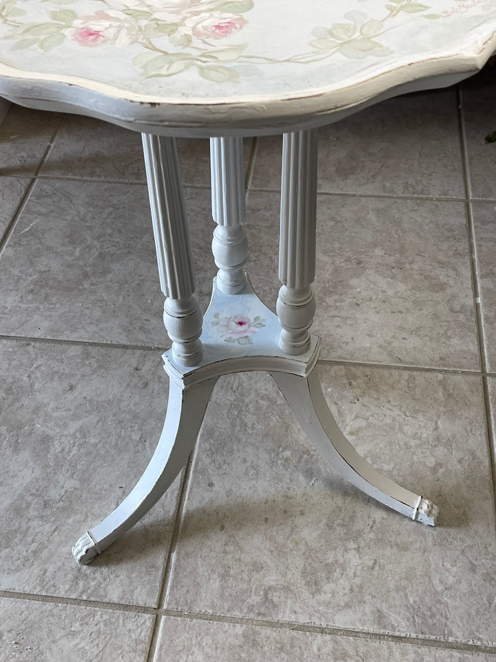 Shabby Chic Antique Bluebird and Roses Table Romantic Cottage by Debi Coules