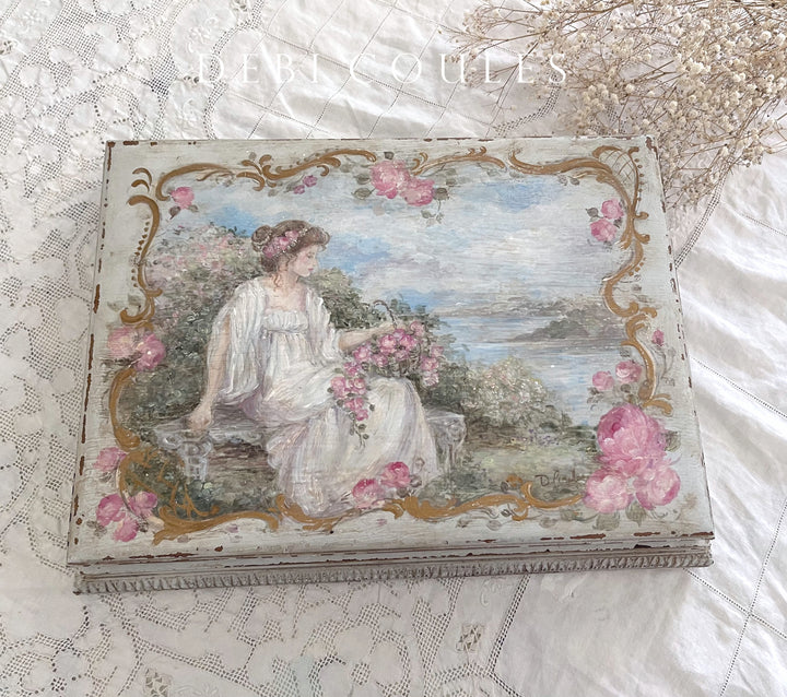 Romantic Hand-Painted Antique Keepsake Gold Leaf  Box by Debi Coules