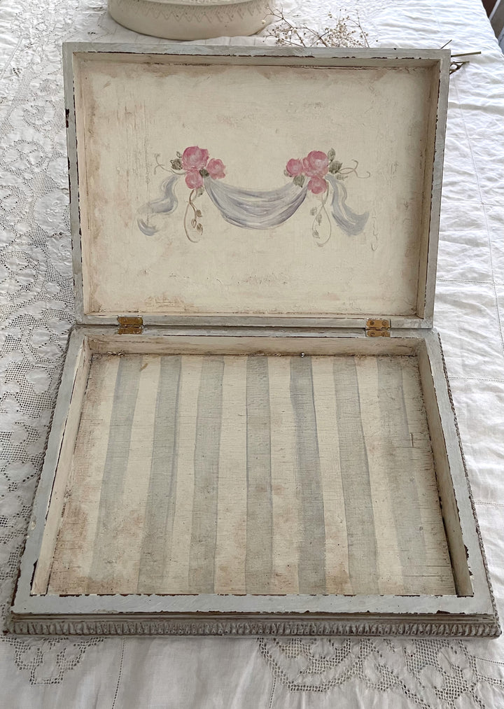 Romantic Hand-Painted Antique Keepsake Gold Leaf  Box by Debi Coules
