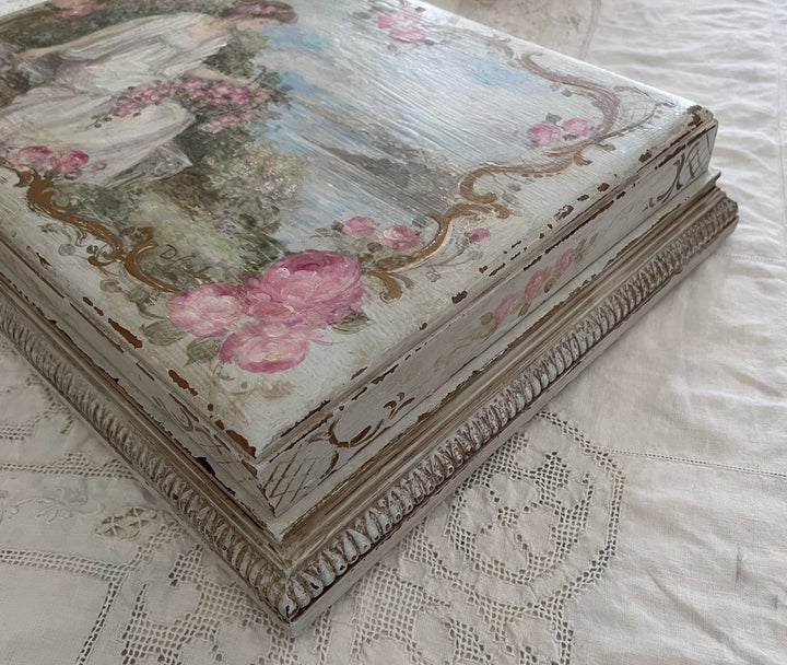 Romantic Hand-Painted Antique Keepsake Gold Leaf  Box by Debi Coules