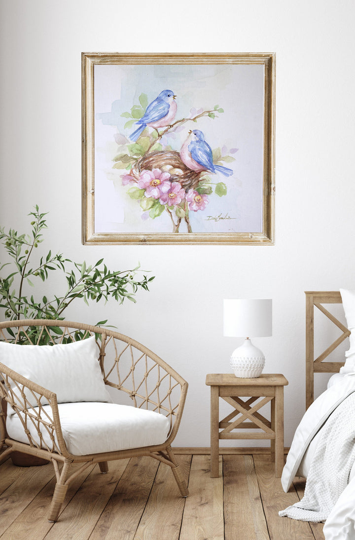 Nested in Bloom Fine Art  Print by Debi Coules with Bluebirds Shabby Cottage Chic