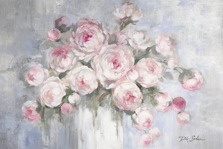 "Peonies in White Vase" Fine Art Paper Print by Debi Coules