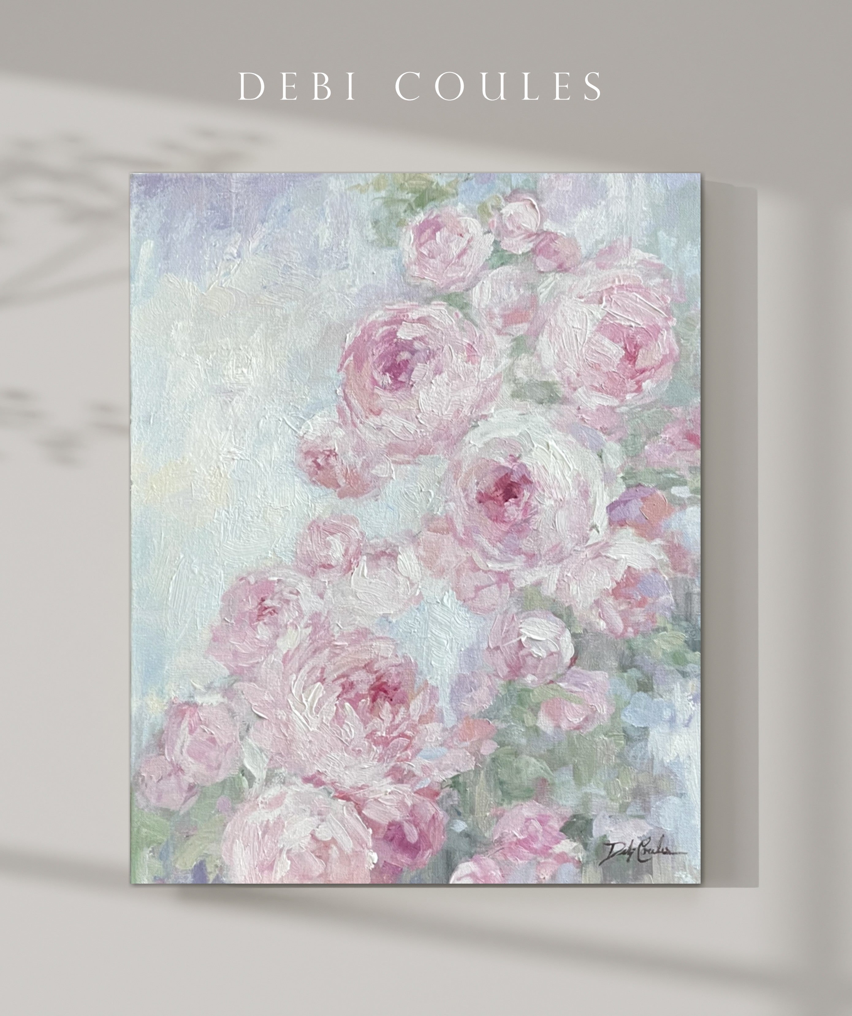 Peonies Pink and White Shabby Chic Modern Original Painting by Debi Coules