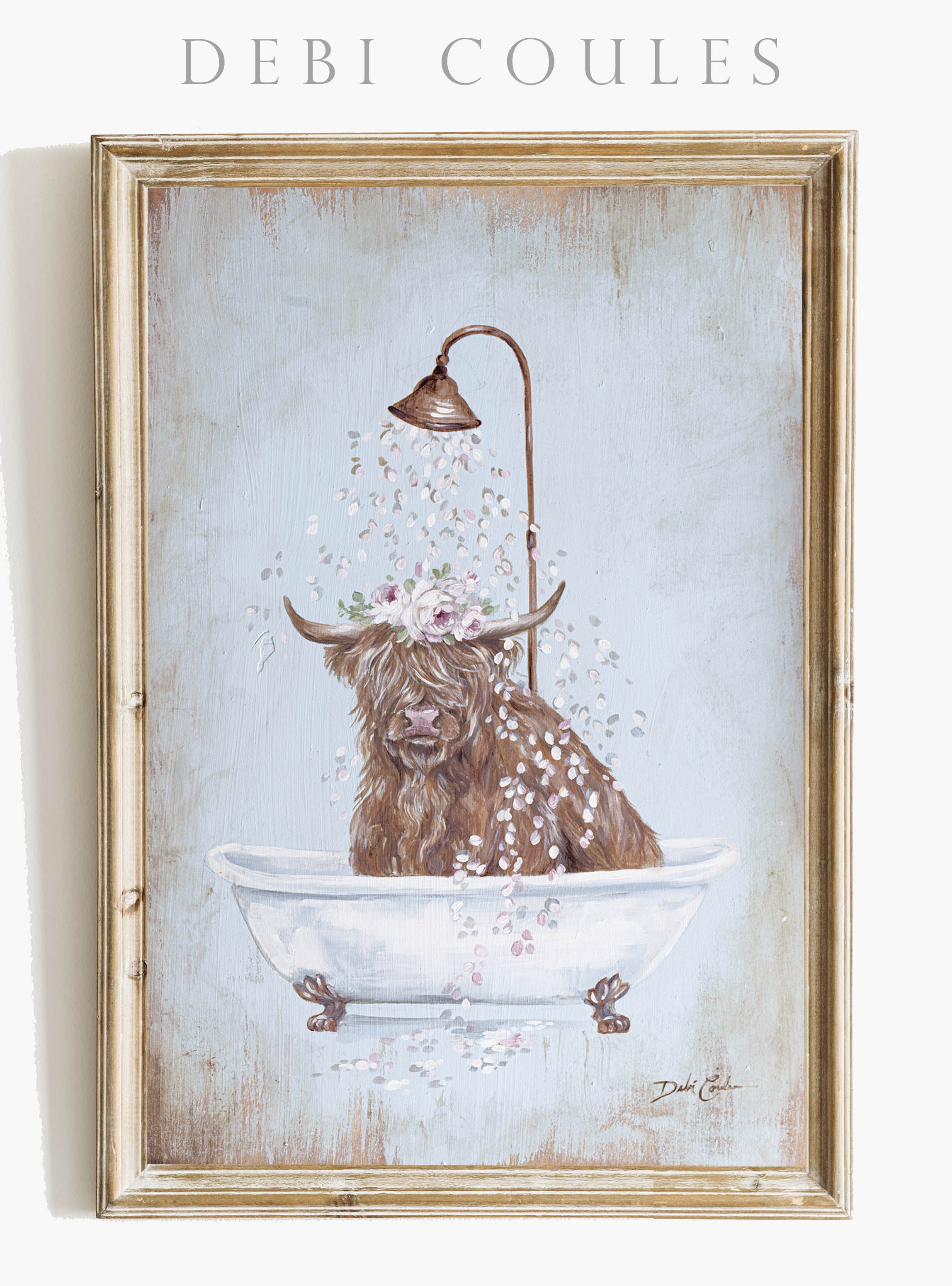 "Bull in a Tub" Fine Art Paper Print by Debi Coules Debi Coules Art
