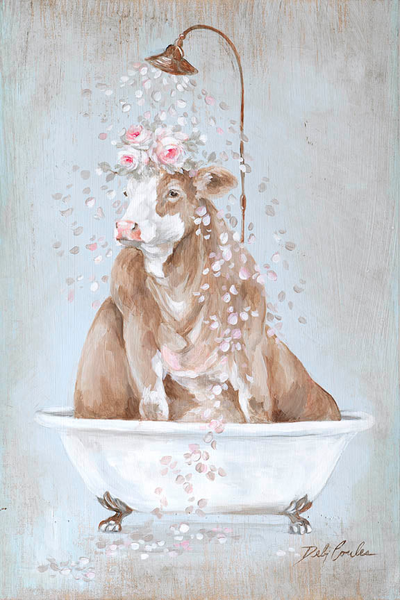 "Cow in a Tub" Fine Art Paper Print by Debi Coules