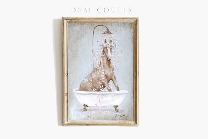 "Horse in a Tub" Fine Art Paper Print by Debi Coules