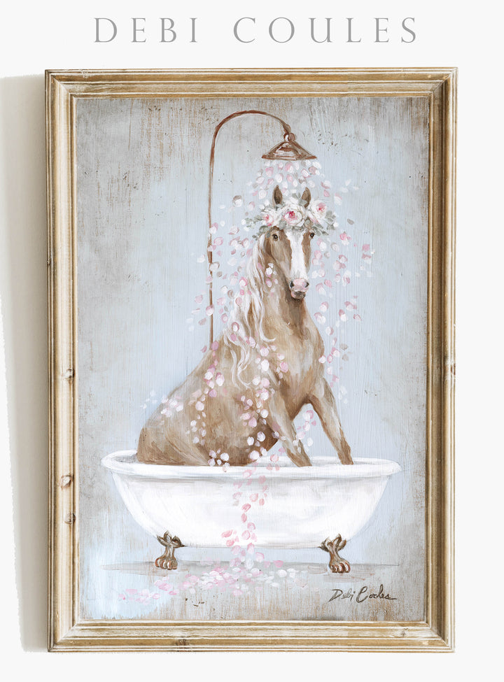 "Horse in a Tub" Fine Art Paper Print by Debi Coules