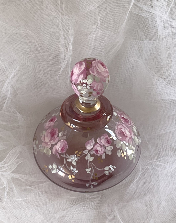 Shabby French Chic Romantic Vintage Perfume Bottle Pink Roses by Debi Coules