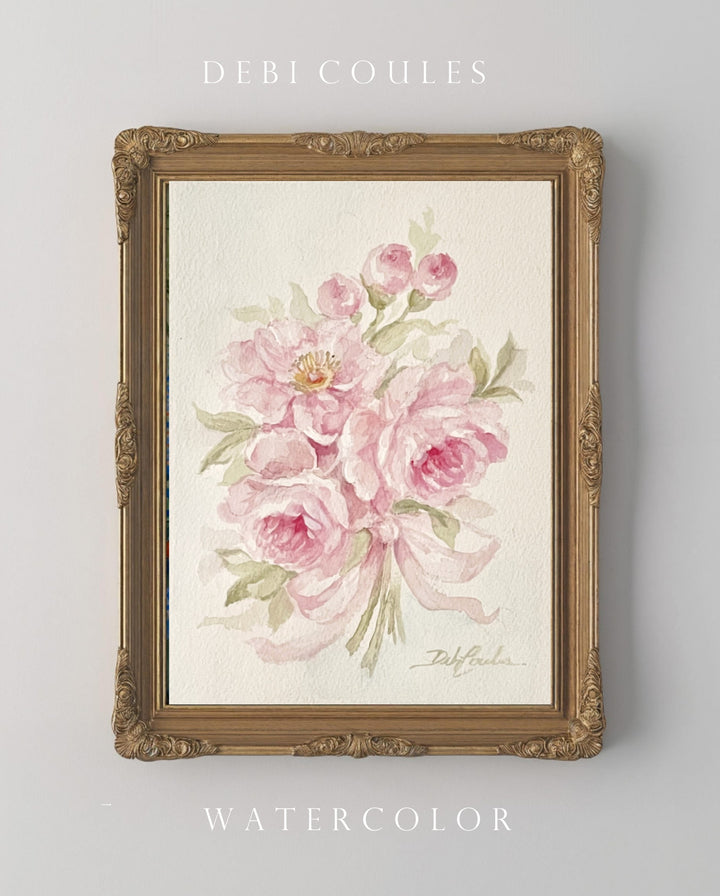 Rose Bouquet in Pink Original Watercolor by Debi Coules