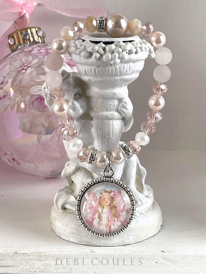 Angel Holiday Pink Angel Bracelet Shabby Chic by Debi Coules