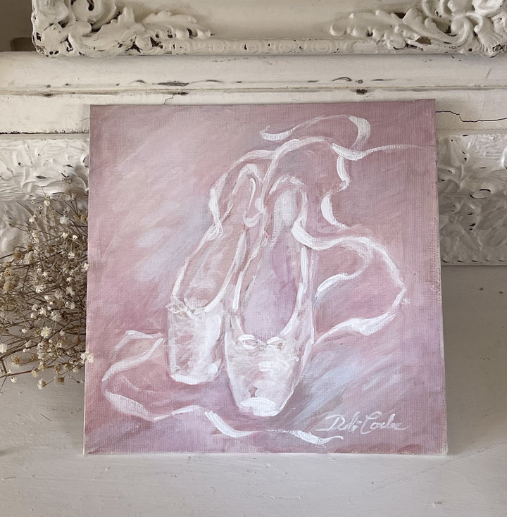 Shabby Chic" Ballet Shoes" Original Canvas Painting by Debi Coules