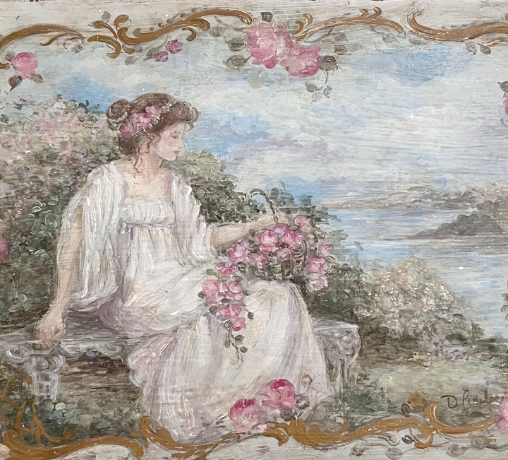 Romantic Hand-Painted Antique Keepsake Gold Leaf  Box by Debi Coules