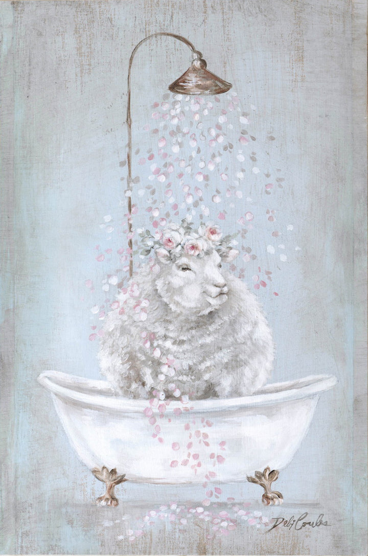"Sheep in a Tub" Fine Art Paper Print by Debi Coules