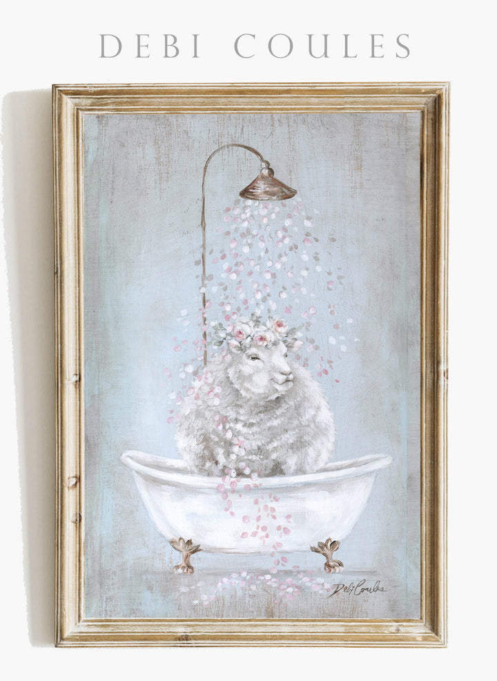 "Sheep in a Tub" Fine Art Paper Print by Debi Coules