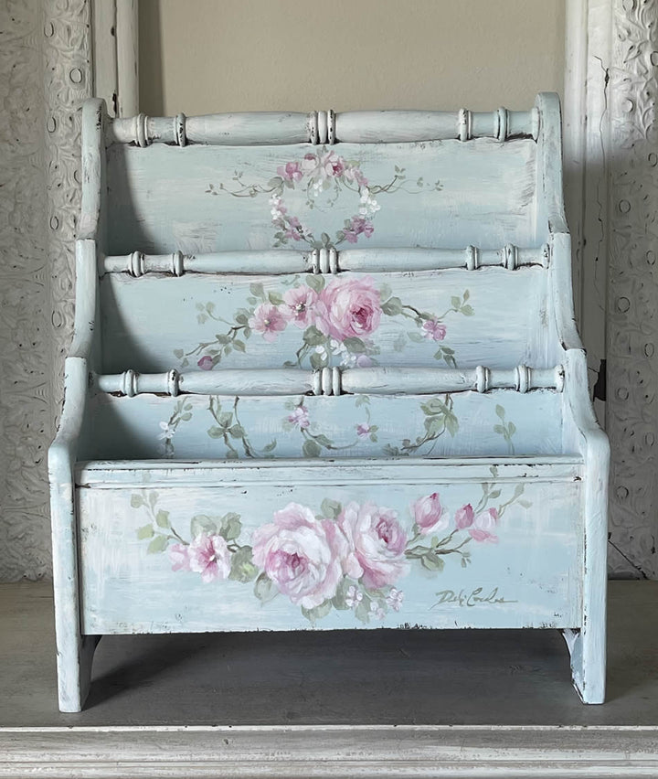 Shabby Chic Vintage Hand Painted Roses Letter/Magazine Holder  by Debi Coules