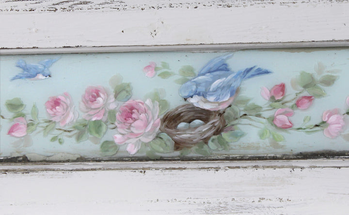 Shabby Chic Bluebird and Roses Antique Window Romantic Cottage by Debi Coules