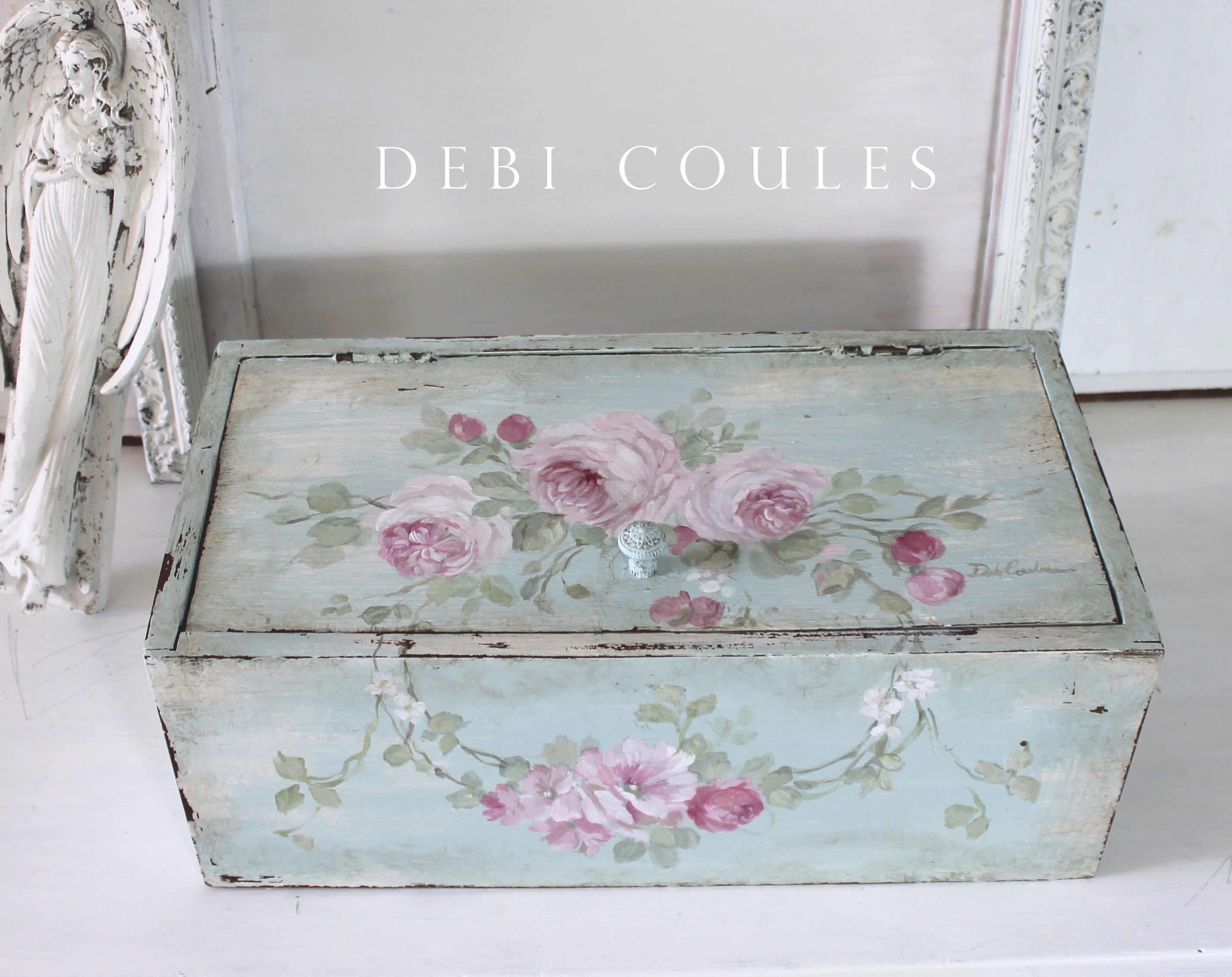 Vintage Romantic Cottage Wood Roses Keepsake Box Shabby Chic by Debi C ...