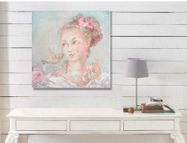 "French Lady with Bird" Canvas Print