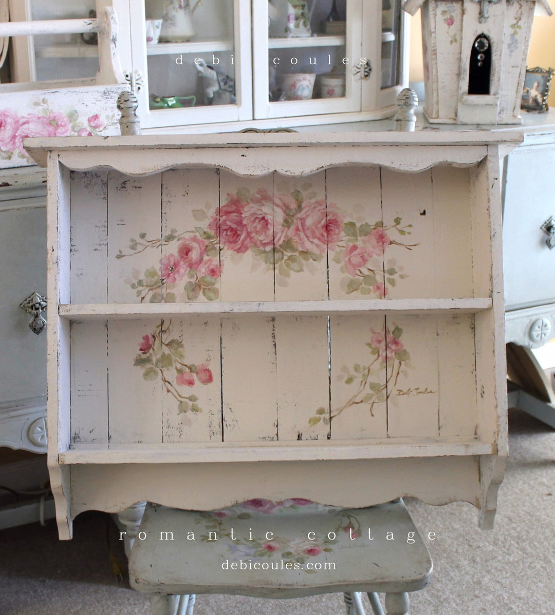 Special Order Decorative Shabby Chic Large Roses Shelf - Customs Colors