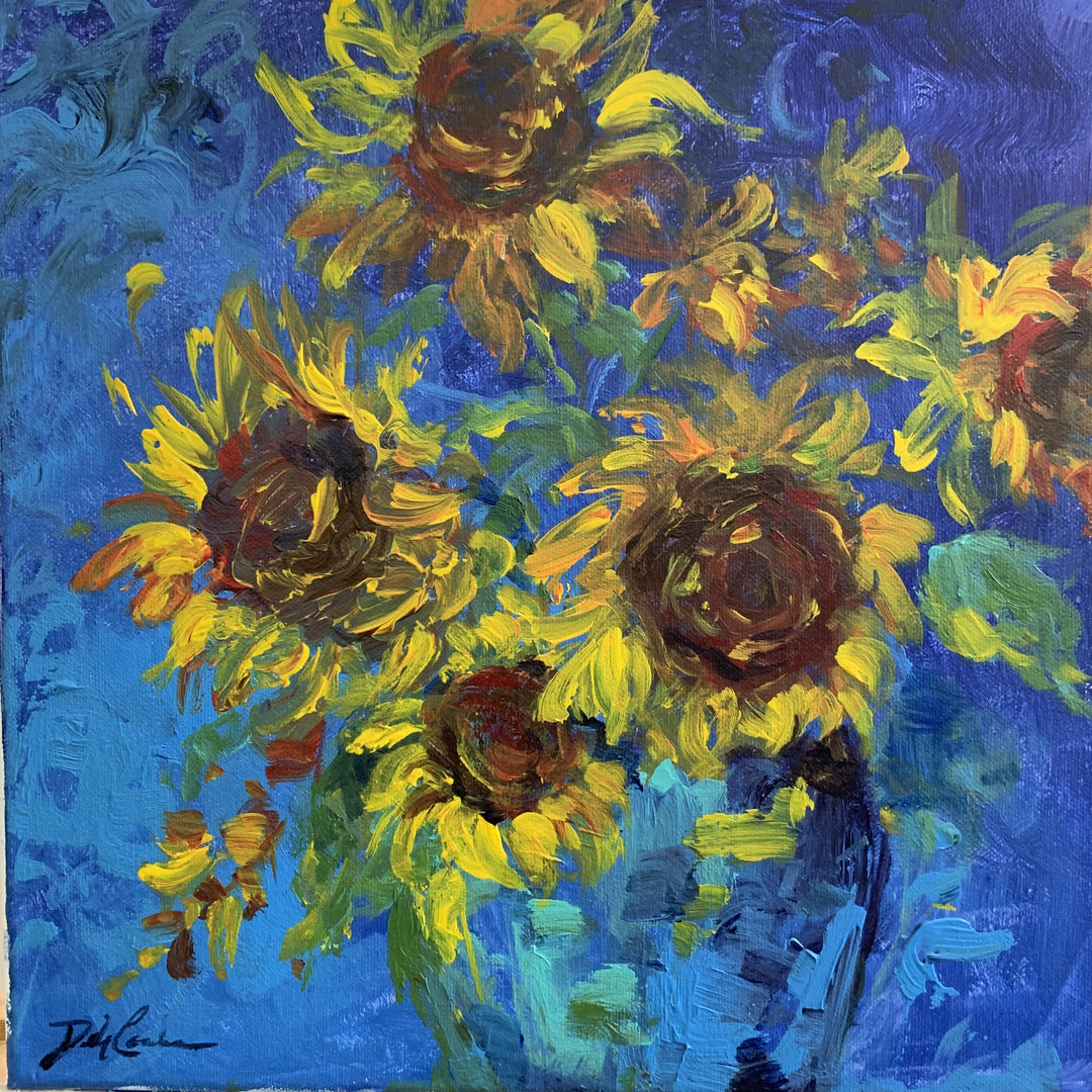 "Sunflowers in Vase" Original Canvas Painting by Debi Coules