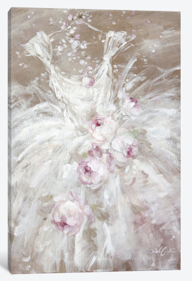 "Tutu in White with Roses" Canvas