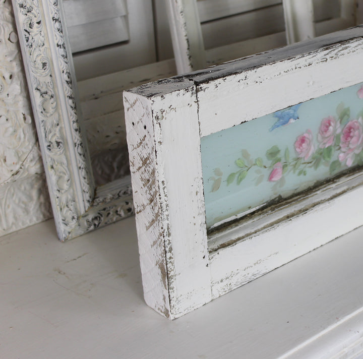 Shabby Chic Bluebird and Roses Antique Window Romantic Cottage by Debi Coules