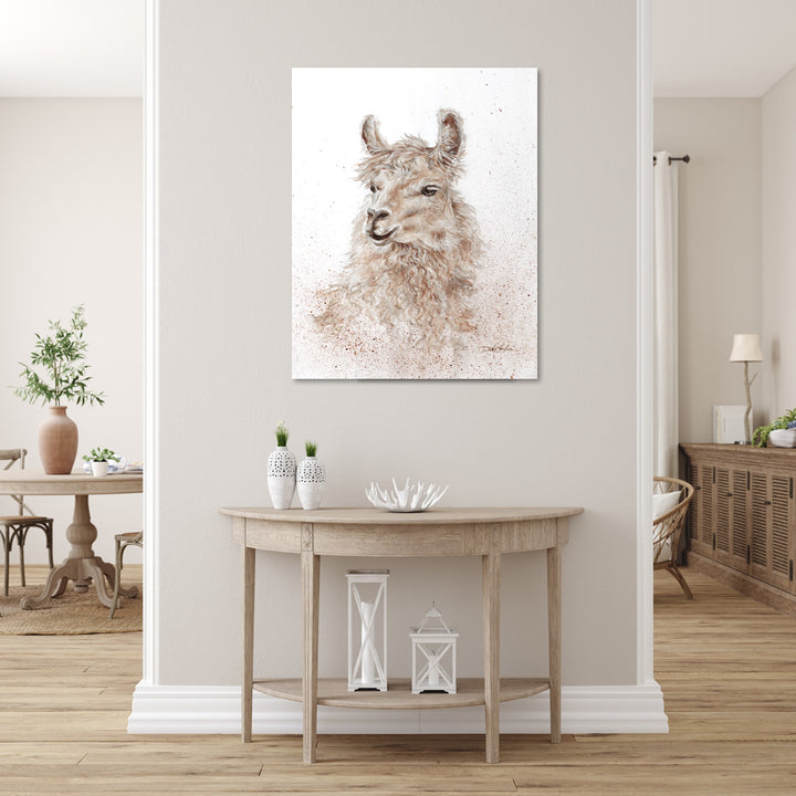 Llama art hanging in contemporary modern living room