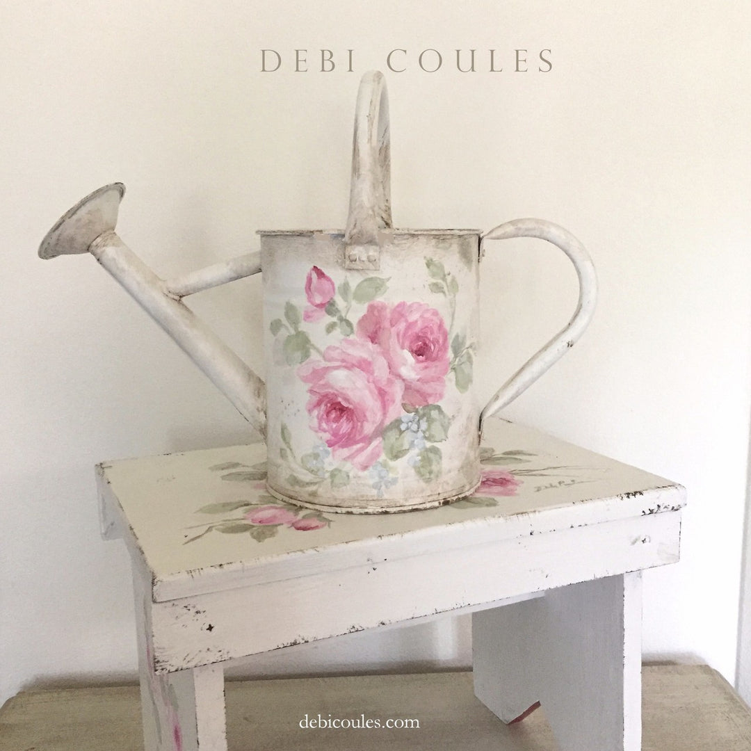 Romantic Vintage Style Shabby Chic Roses Watering Can by Debi Coules