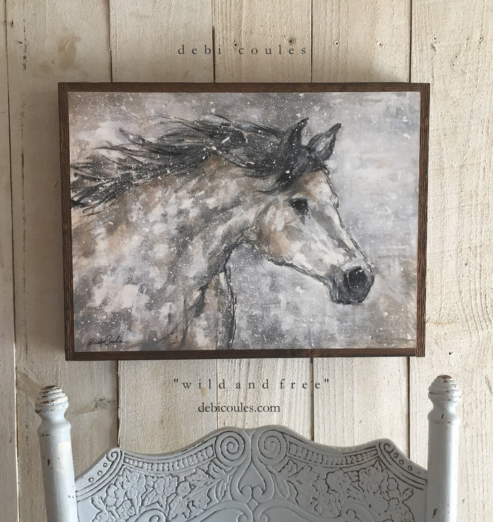 "Wild and Free" Barnwood Framed Print on Wood