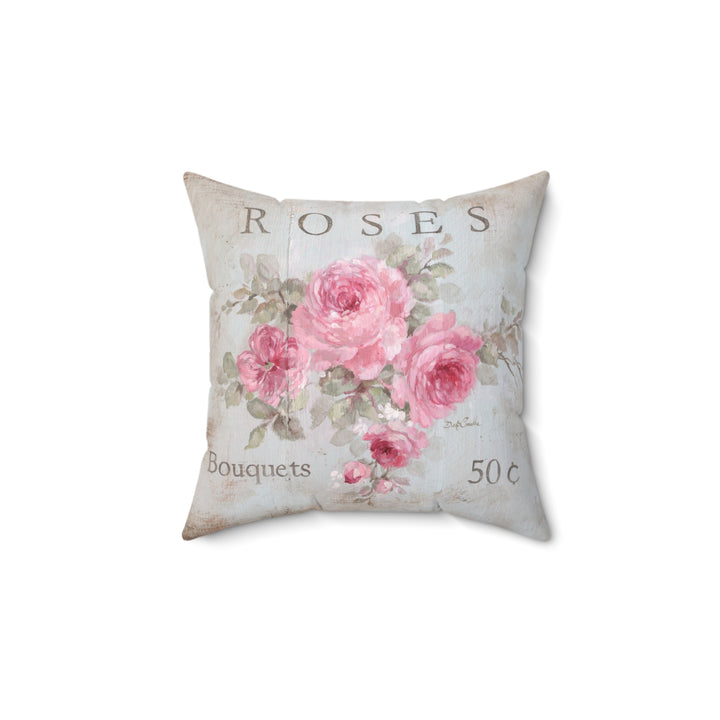 "Rose Bouquets 50cents" Faux Suede Decorative Pillow