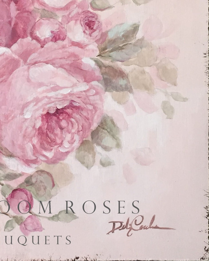 Flower Market Pink Heirloom Roses Giclée Canvas Print – Shabby Chic Art by Debi Coules