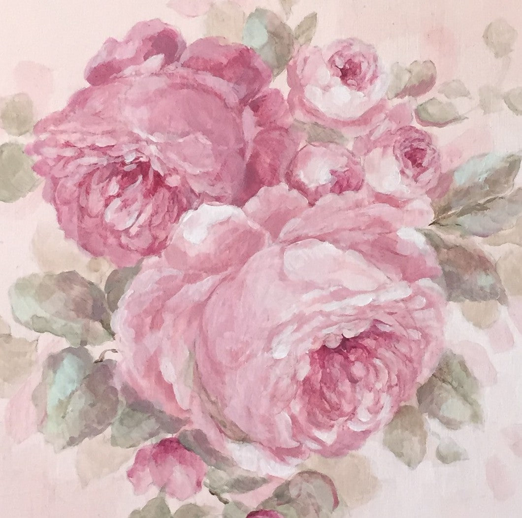 Flower Market Pink Heirloom Roses Giclée Canvas Print – Shabby Chic Art by Debi Coules