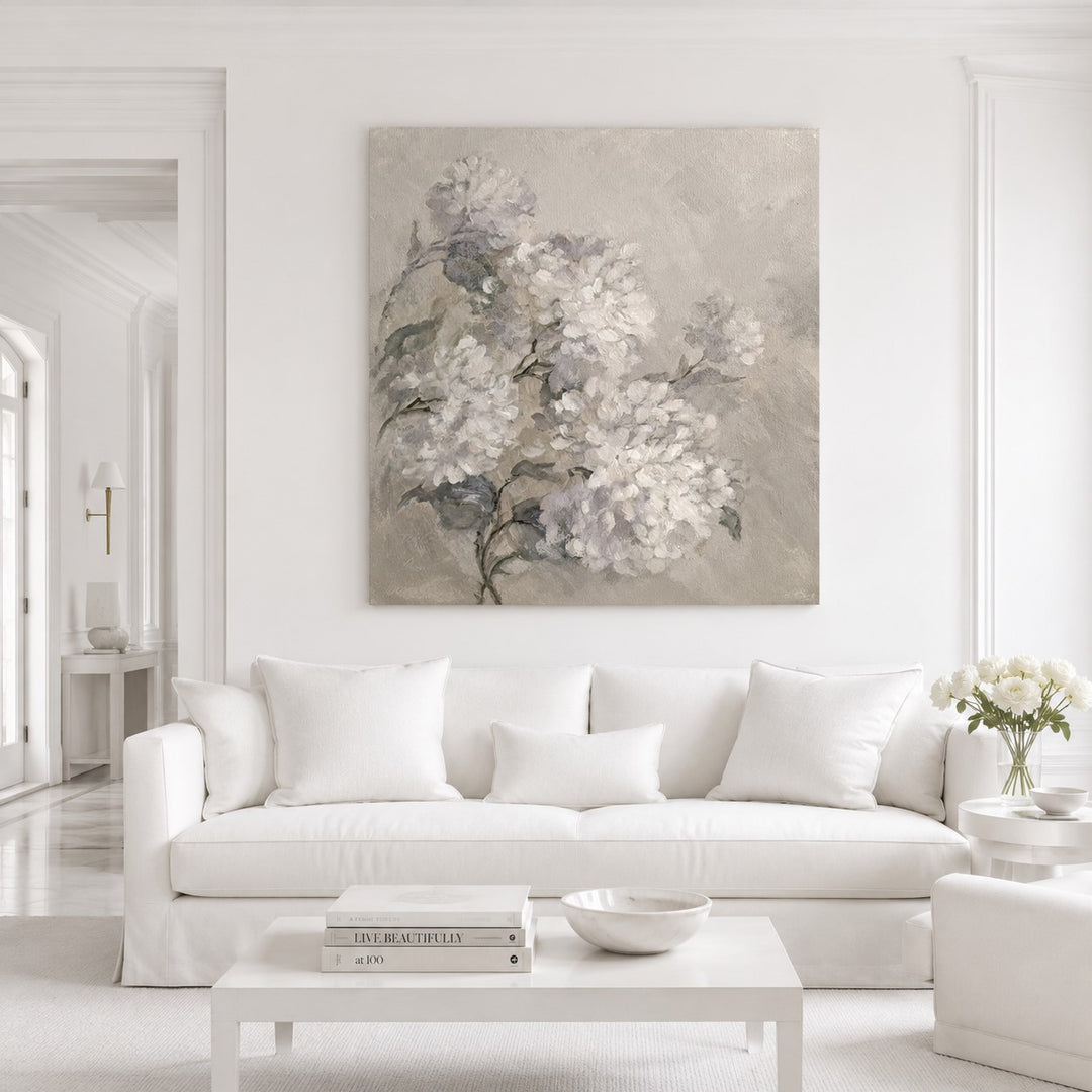Hydrangea Canvas Print | "A Quiet Gathering" | Soft Impressionist Floral | Timeless Cottage & French Country Wall Art