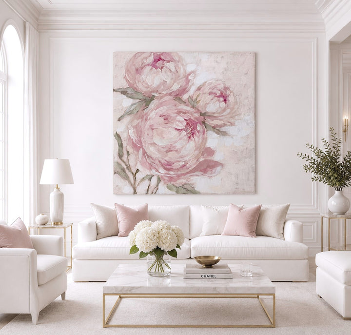 "A Secret Kept in Bloom" – Romantic Blush Pink Peony Wall Art | Fine Art Canvas or Archival Paper Print