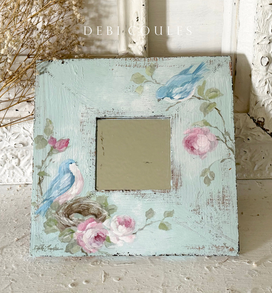 Vintage Bluebird &amp; Roses Shabby Chic Mirror