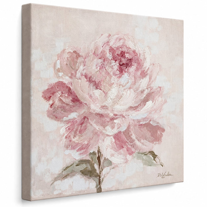 Blush of Morning Peony Print – Pink Floral Wall Art Canvas or Fine Art Paper Print