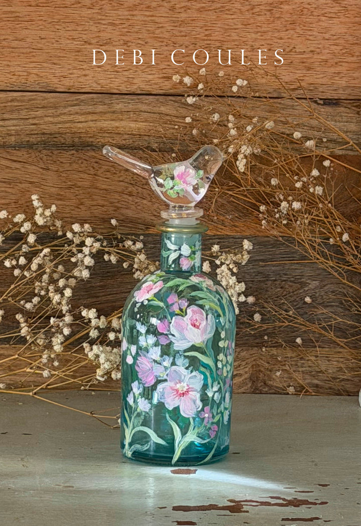 Wildflowers | Hand-Painted Glass Bottle | Original by Debi Coules