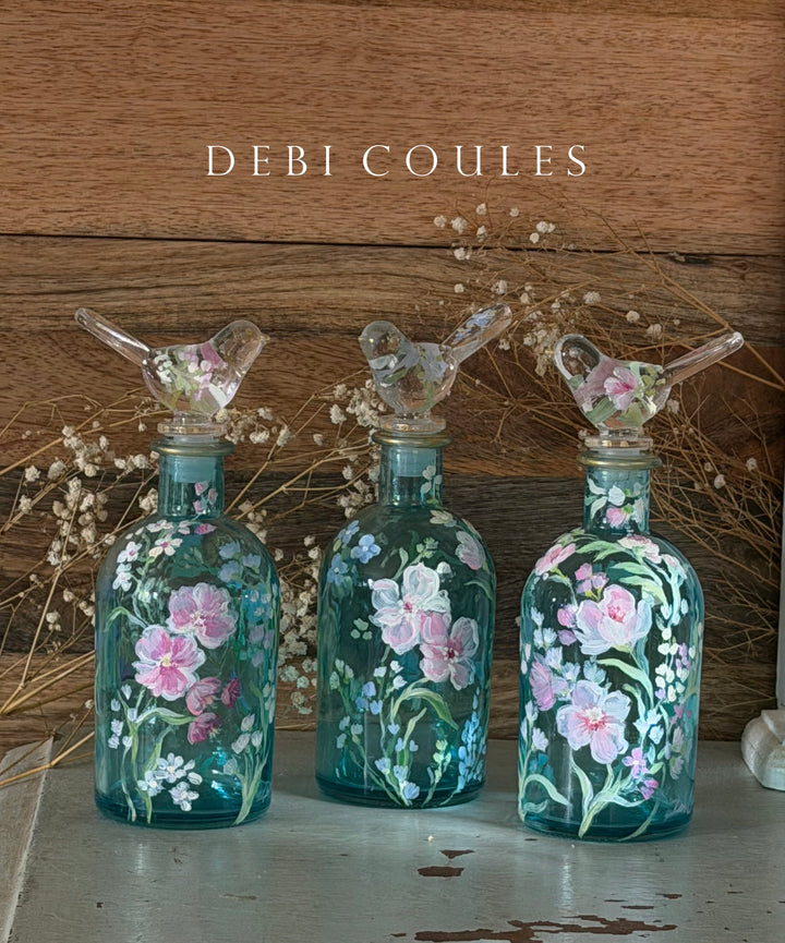 Wildflowers | Hand-Painted Glass Bottle | Original by Debi Coules