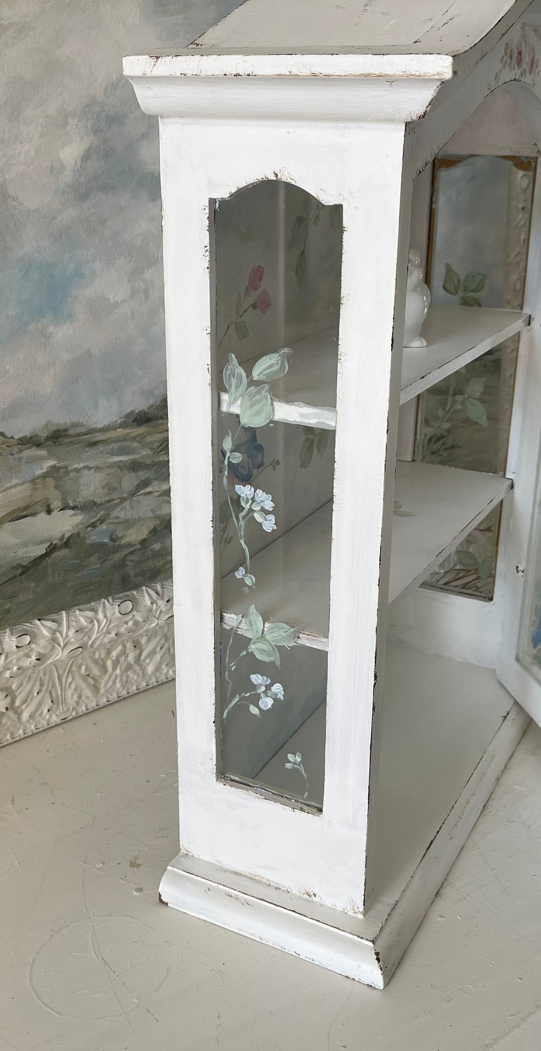Shabby Chic Vintage Bluebird and Roses Wood Cabinet Original by Debi Coules