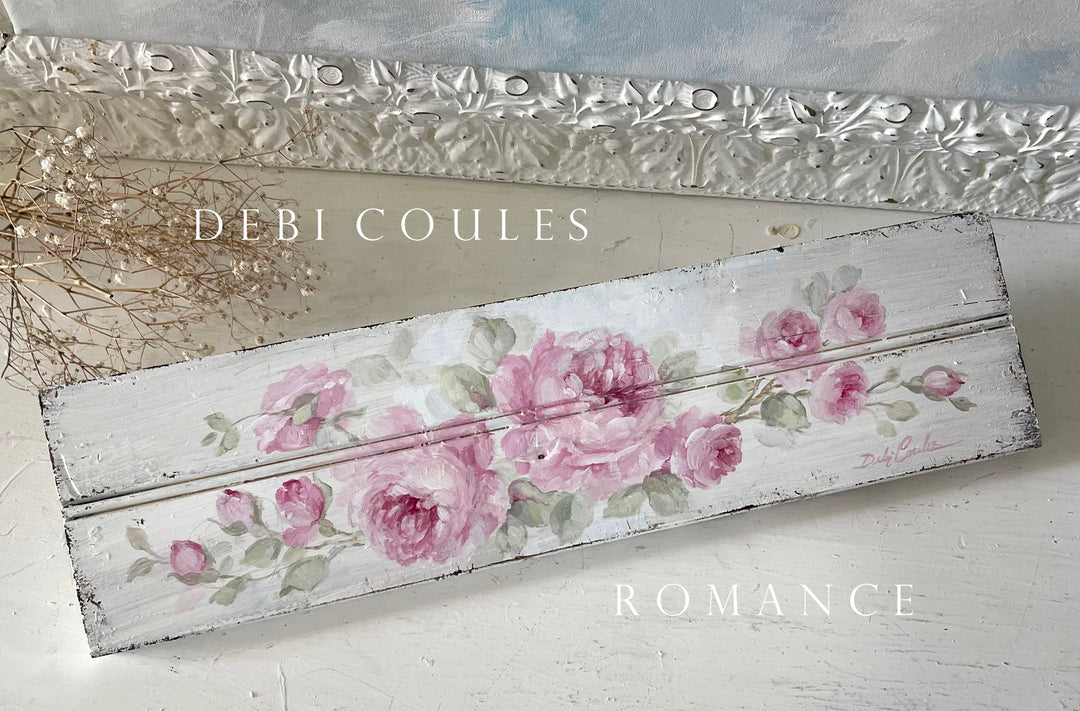 Shabby Chic Pink Roses Antique Wood Beadboard