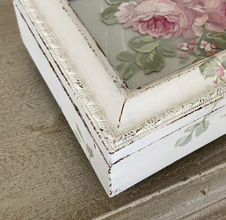 Vintage Hand Painted Roses on Glass Keepsake Music Box – What a Wonderful World – Original by Debi Coules