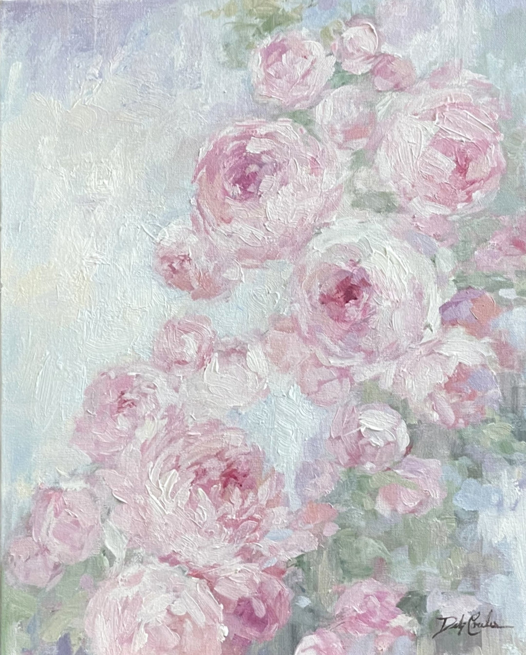 "Peonies" Pink and White Shabby Chic Modern Original Painting by Debi Coules